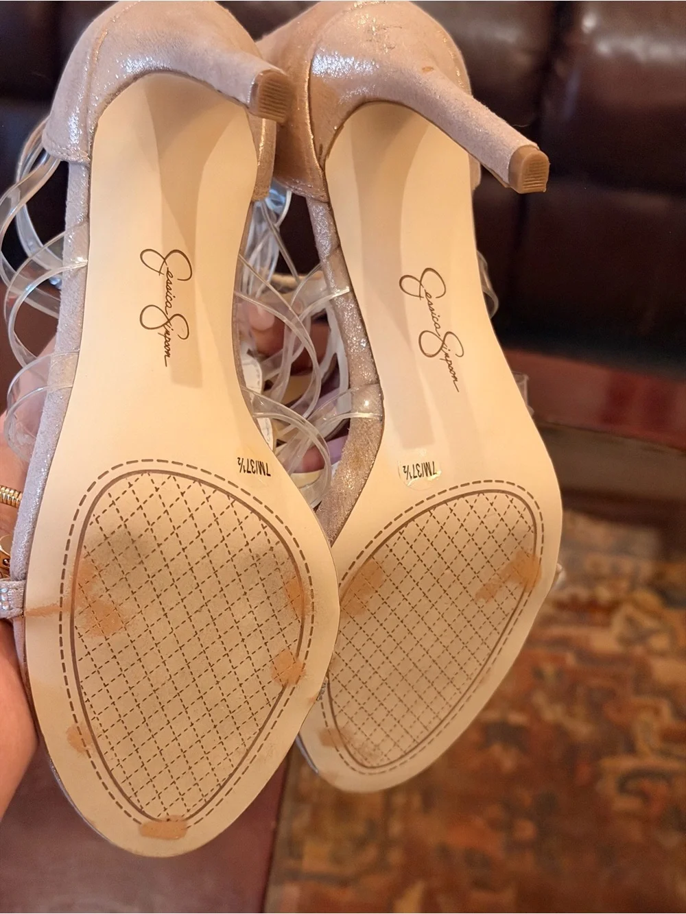 Jessica Simpson Silver Rhinestone Cage Heels